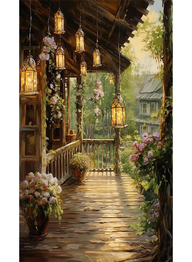 TREXEE DIY Paint by Numbers Kit Countryside Hallway Oil Paint by Numbers Canvas Wall Decoration DIY Number Painting Natural Scenery Oil Paint Home Decoration (50X40 CM)(Without Frame) - Image 1